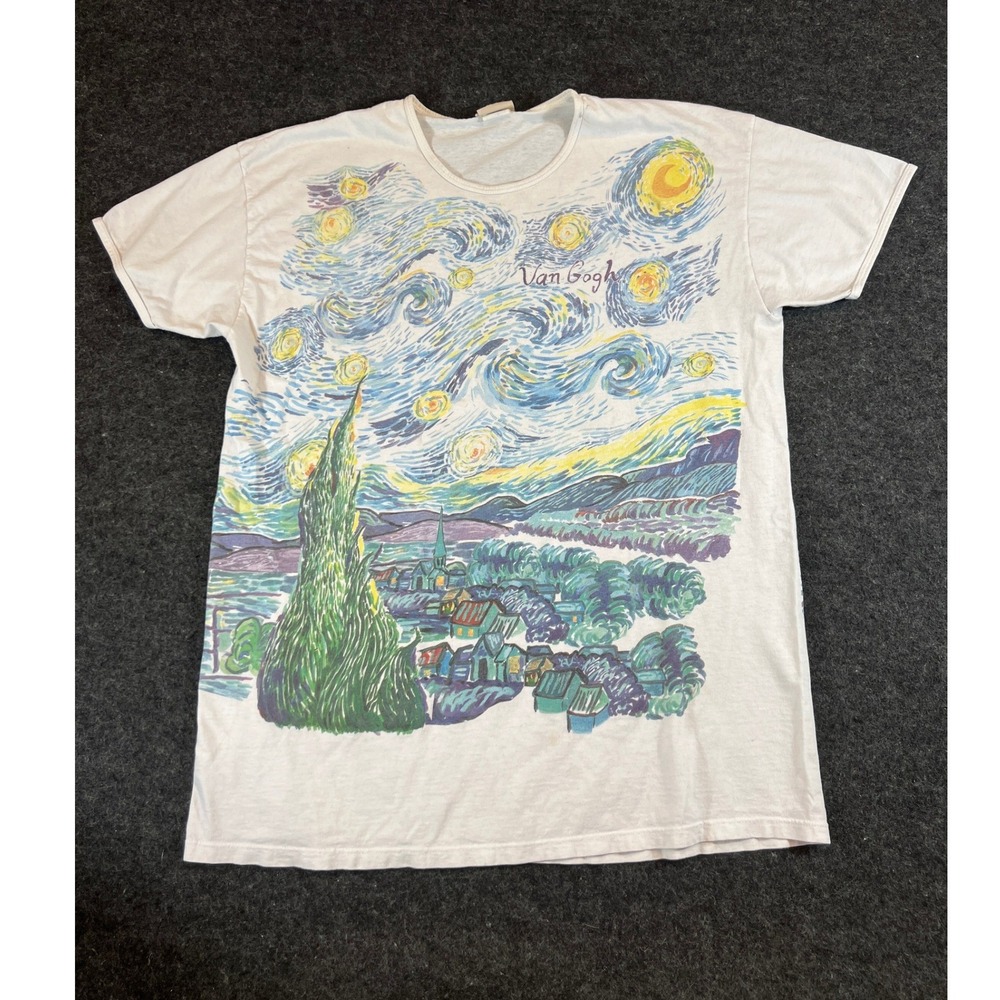 Vintage 90s Van Gogh Starry Night AOP Shirt The Museum Company USA Mens 2XL